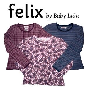 3p FELIX by Baby Lulu Bundle Tops Shirts Long Sleeve Ruched Stipe Paisley Girl 8